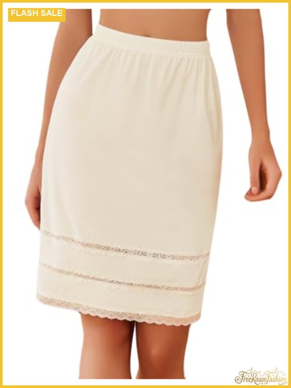 Lace Trim Half Slip Women's Nylon Spandex Underskirt Dress Extender Knee Length